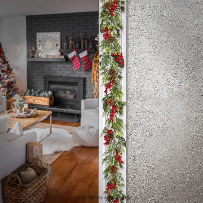 Greenery | National Tree Company 9 ft HGTV Home Collection Berries and Greenery Garland F2L4F416